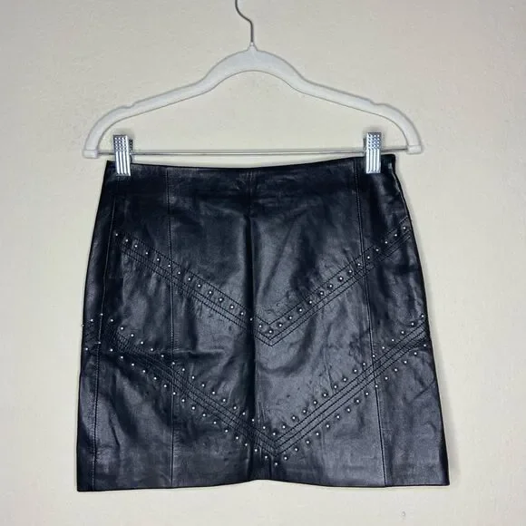 NWT Anine Bing Lamb Leather Mini Black Skirt Studded Size XS - Picture 12 of 14